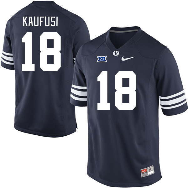 BYU Cougars #18 Ace Kaufusi Big 12 Conference College Football Jerseys Stitched Sale-Navy